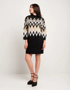 Abito jacquard con disegno geometrico