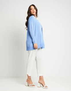 Caban in maglia con inserti a costine