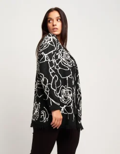 Caban jacquard con fantasia floreale