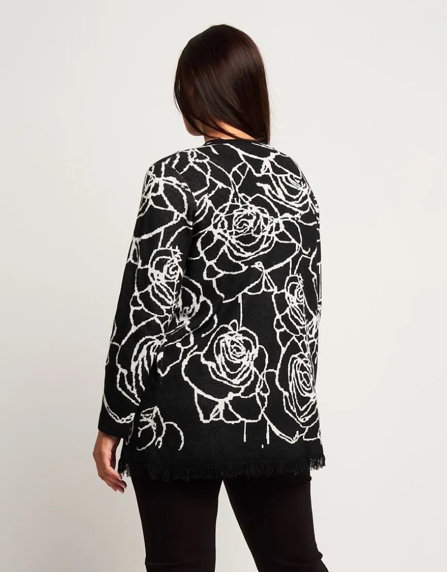 Caban jacquard con fantasia floreale