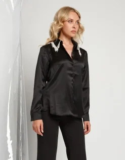 Camicia con frange di perle