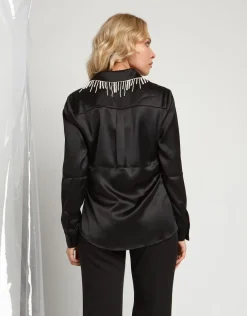 Camicia con frange di perle