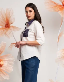Camicia con inserti e strass