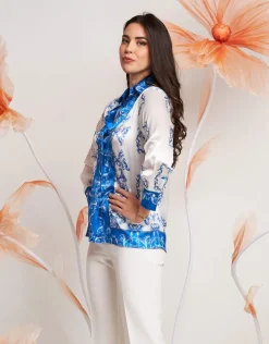 Camicia fantasia con colletto e polsi