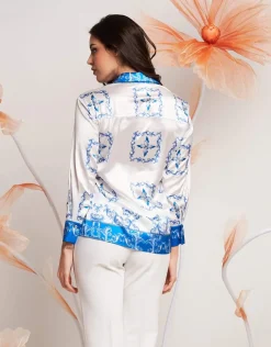 Camicia fantasia con colletto e polsi