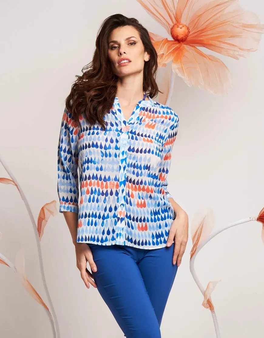 Camicia fantasia con maniche tre quarti