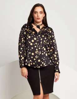 Camicia fantasia pois con bottoni a cuore