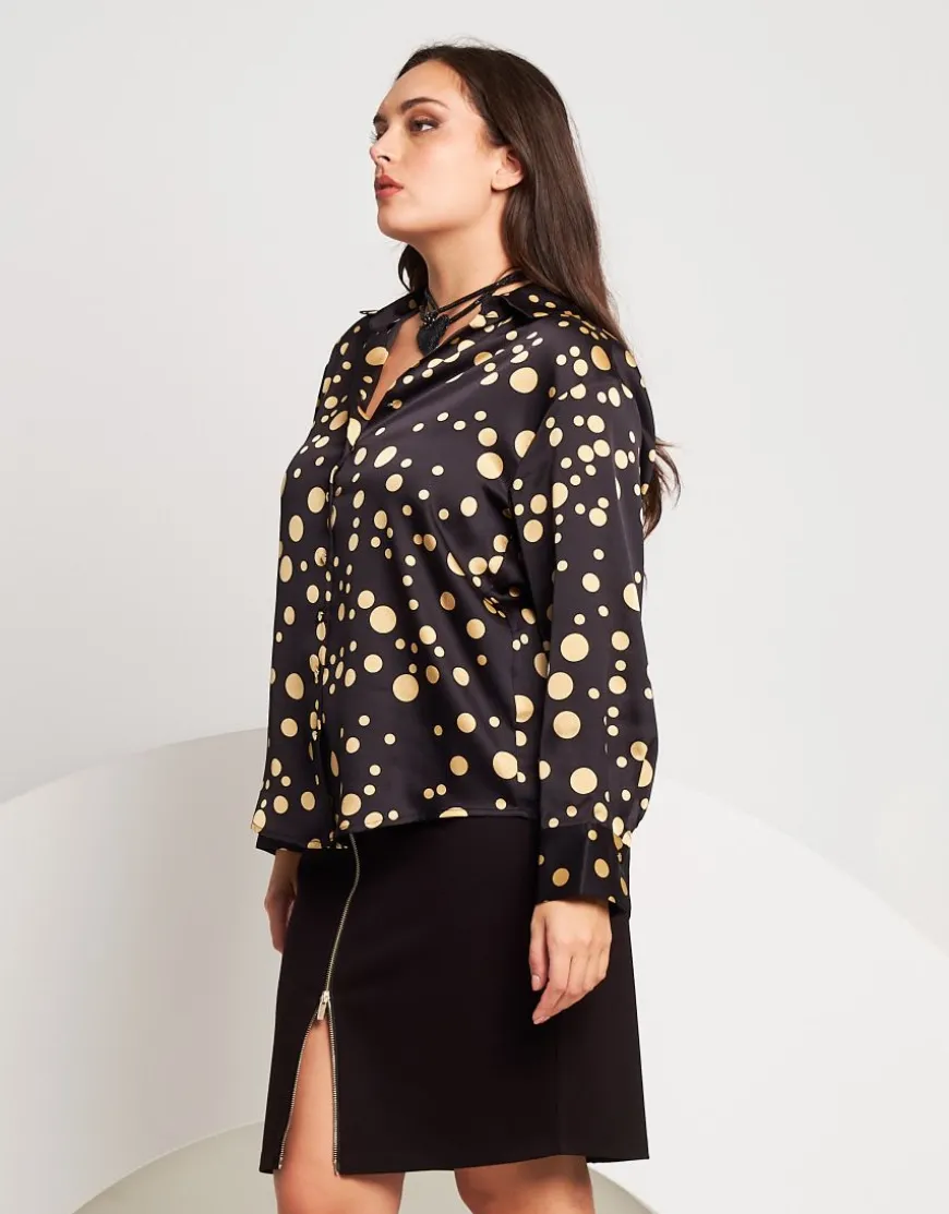 Camicia fantasia pois con bottoni a cuore