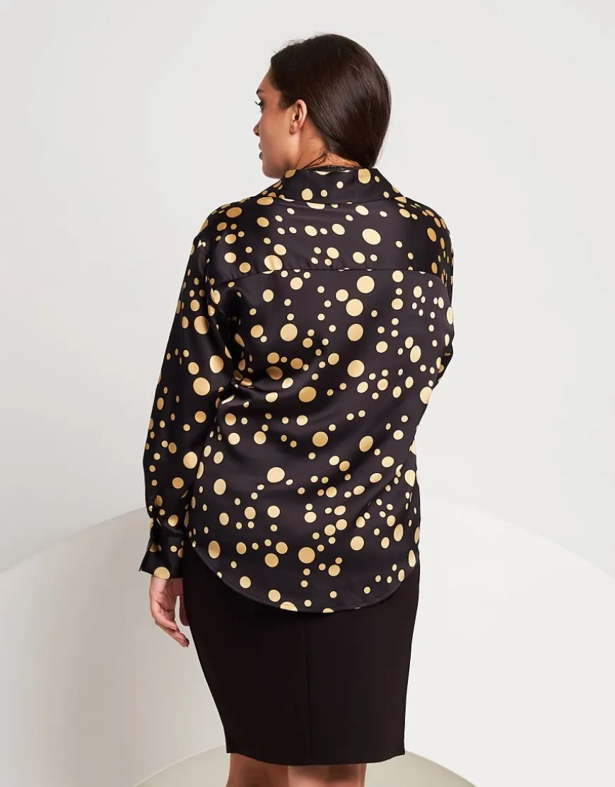 Camicia fantasia pois con bottoni a cuore