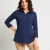Camicia in cotone con strass bicolore