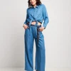 Camicia in denim con colletto e taschine