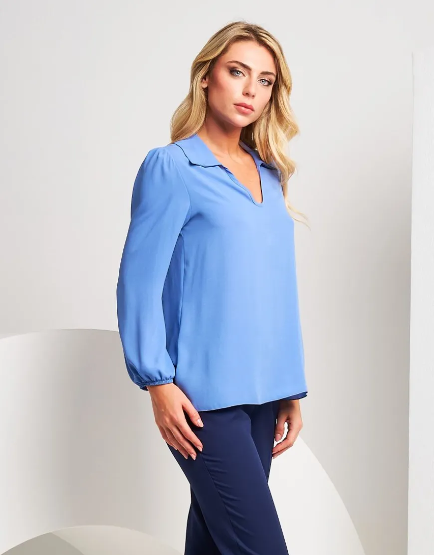 Camicia in georgette azzurra