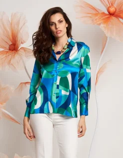 Camicia in raso con colletto e polsi