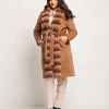 Cappotto con bordura in ecopelliccia e cintura