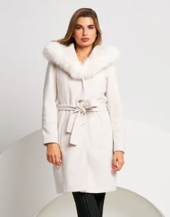 Cappotto con cappuccio e ecopelliccia