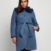 Cappotto con collo in ecopelliccia