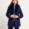 Cappotto con collo in ecopelliccia