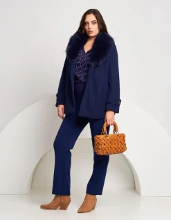 Cappotto con collo in ecopelliccia