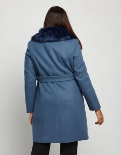 Cappotto con collo in ecopelliccia