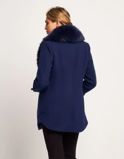 Cappotto con collo in ecopelliccia