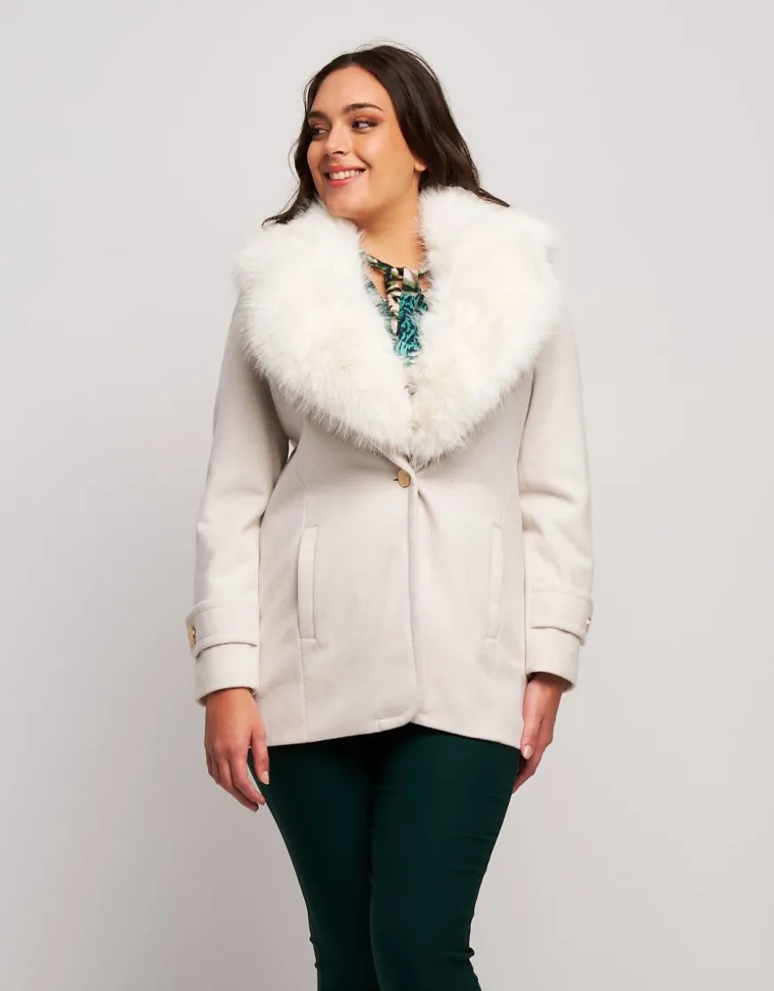 Cappotto con ecopelliccia