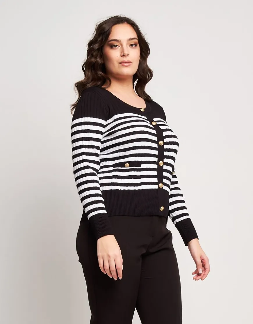 Cardigan a coste con bottoni