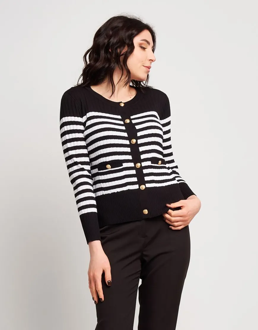 Cardigan a coste con bottoni