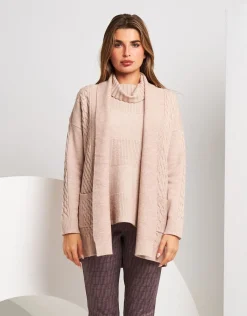 Cardigan a coste con lavorazione