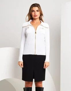 Cardigan a coste con zip