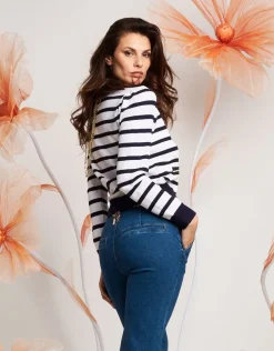 Cardigan a righe con catena oro