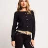 Cardigan con filato lurex e bottoni