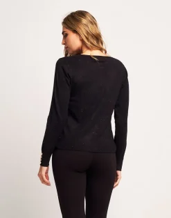 Cardigan con filato lurex e bottoni