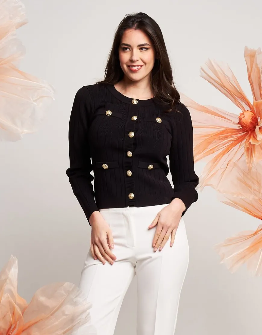 Cardigan con pattine e bottoni