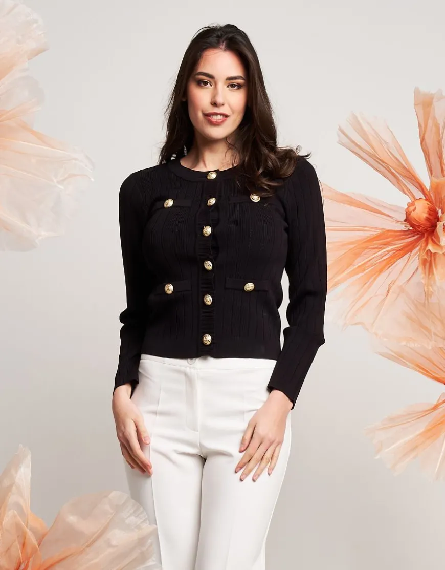 Cardigan con pattine e bottoni