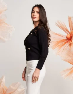 Cardigan con pattine e bottoni