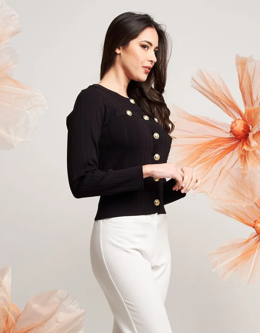 Cardigan con pattine e bottoni