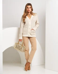 Cardigan con trecce in lurex