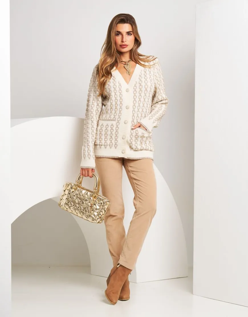 Cardigan con trecce in lurex
