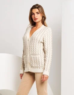 Cardigan con trecce in lurex