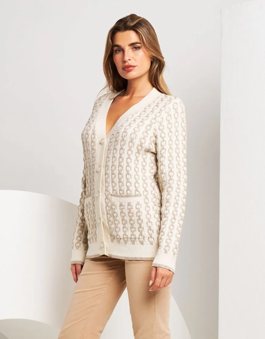 Cardigan con trecce in lurex