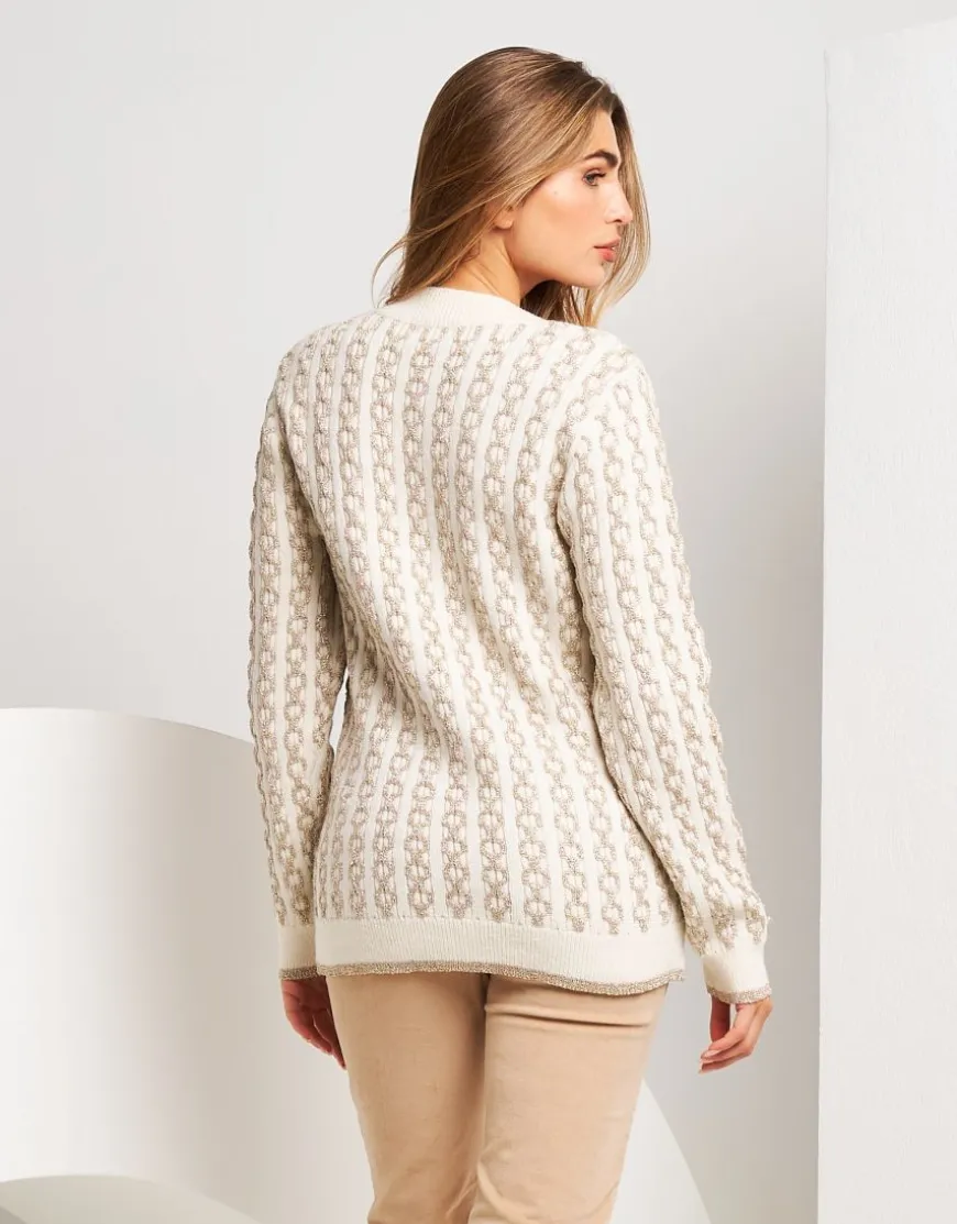Cardigan con trecce in lurex