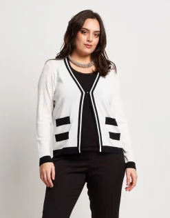 Cardigan in maglia battuta con bordi