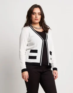 Cardigan in maglia battuta con bordi