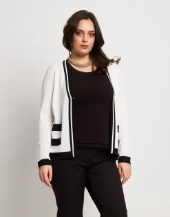 Cardigan in maglia battuta con bordi