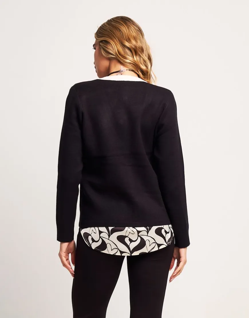 Cardigan in maglia battuta con bottoni oro