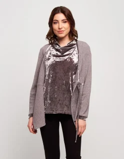 Cardigan in maglia con inserti in velluto