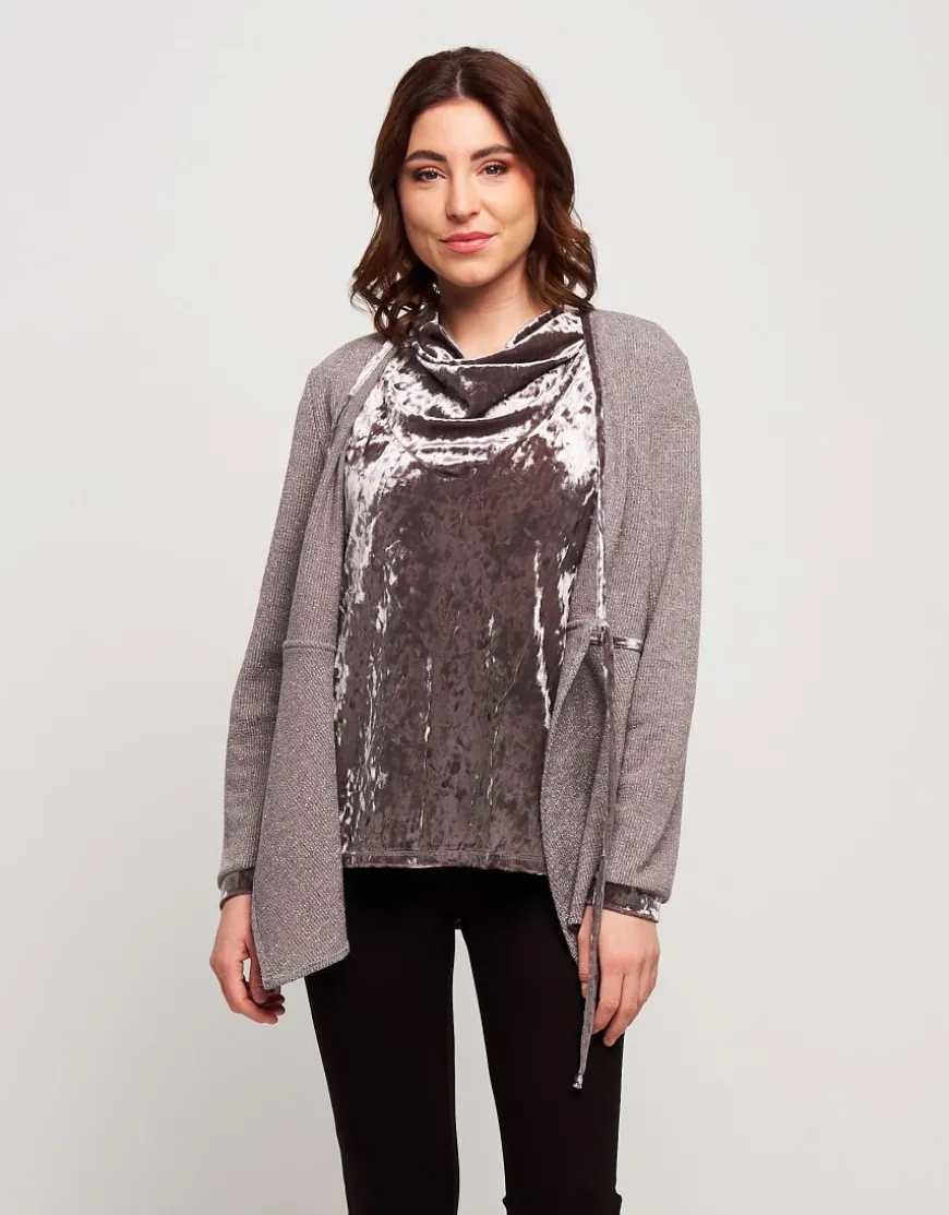 Cardigan in maglia con inserti in velluto