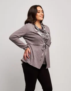 Cardigan in maglia con inserti in velluto