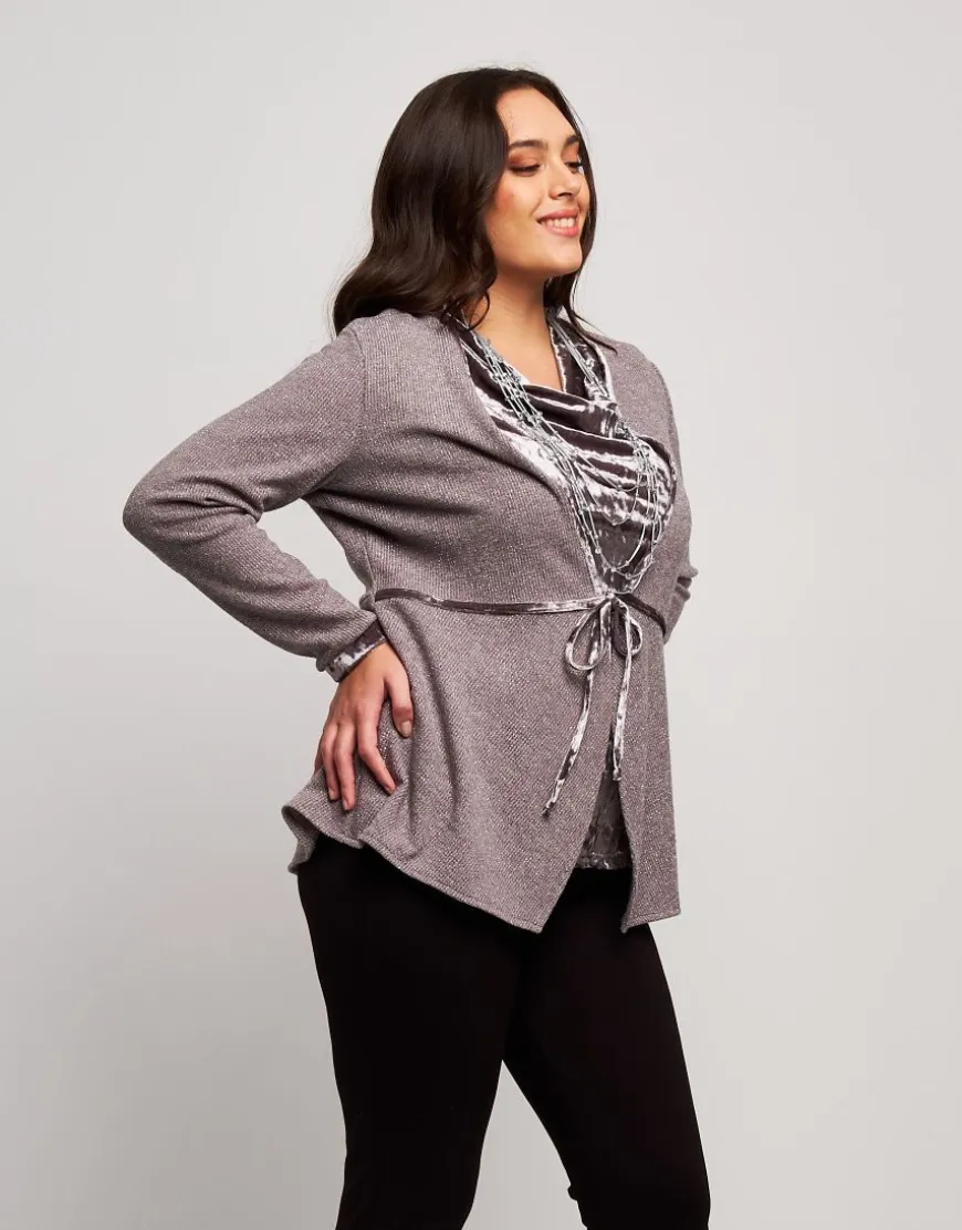Cardigan in maglia con inserti in velluto