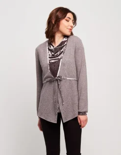 Cardigan in maglia con inserti in velluto